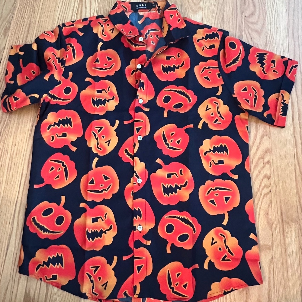 Halloween pumpkins button down shirt